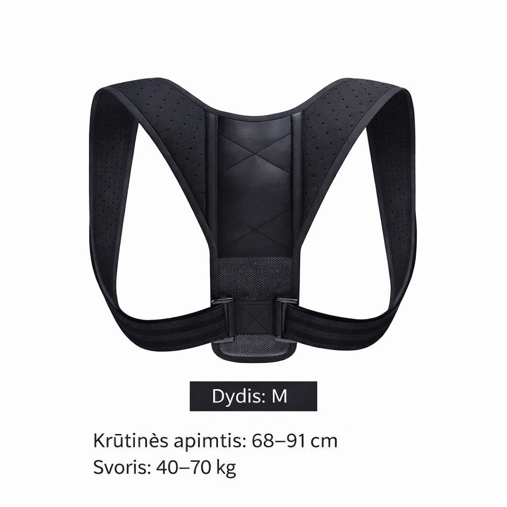 Laikysenos korekcinis diržas nugarai – kvėpuojantis, unisex