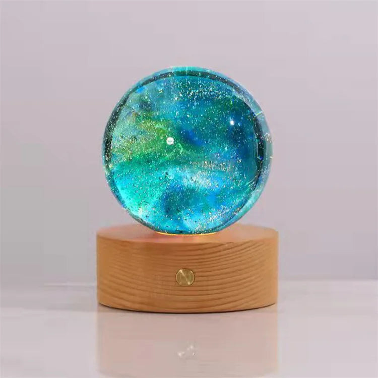 Round Display Pedestal Led Night Lights Display Base Crystal Wooden Light 3d Crystal Ball for Glass Acrylic Resin Art Gift