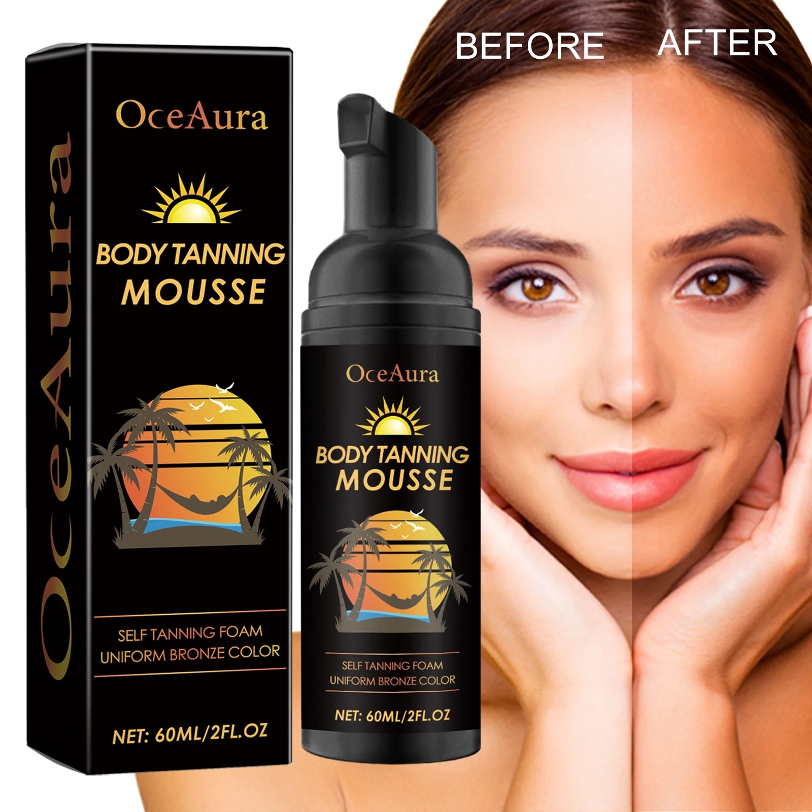 Summer Self-Tanning Mousse for Body - Natural Looking Golden Glow, Hydrating with Glycerin & Vitamin C, Quick-Dry, Plant Extract